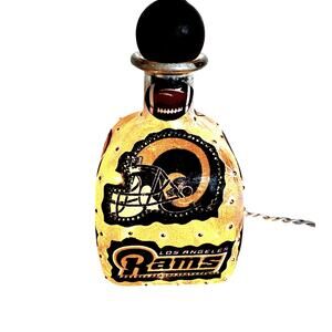 Los Angeles LA Rams Designer Glass Bottle w/ Lights *Unique Gift Idea